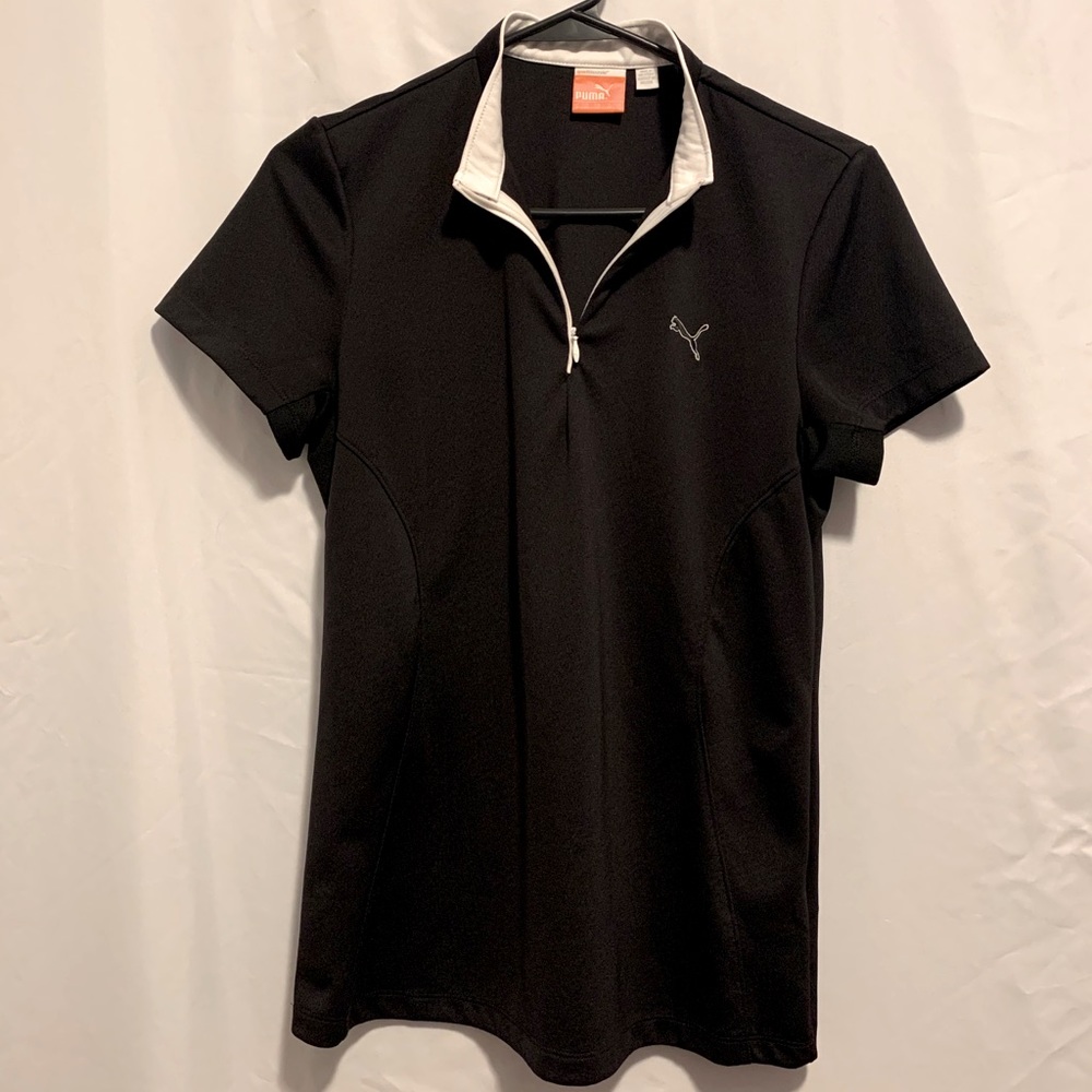 Puma Black and White Athletic Collard Shirt Size M